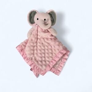 Pro Goleem Elephant Pink Plush Lovey Baby Security Blanket 16" Satin  Minky Dots